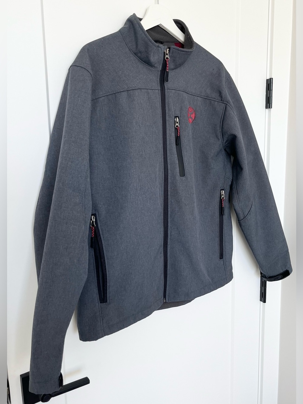 Hooey Softshell Full Zip Fleece Lined Jacket Gray Red Men’s Size M - Picture 2 of 8